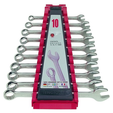 TENG TOOLS 10 Piece 12 Point Metric Combination Wrench Set (8MM - 19MM) - 6510A TEN-O-6510A